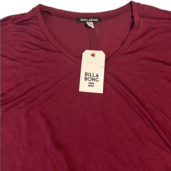 Billabong  Burgundy Long Drop Shoulder Sleeves V Neck Top Size S NWT - Picture 7 of 11